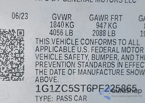 2023 Chevrolet Malibu Fwd 1Fl from USA, damaged, VIN 1G1ZC5ST6PF225865